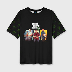 Женская футболка оверсайз Grand Theft Auto V персонажи