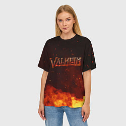 Футболка оверсайз женская Valheim огненный лого, цвет: 3D-принт — фото 2