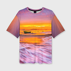 Женская футболка оверсайз Закат на пляже