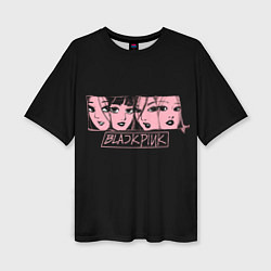 Женская футболка оверсайз Black Pink Art