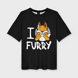 Женская футболка оверсайз I love furry