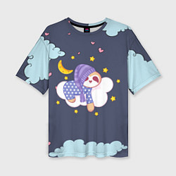 Женская футболка оверсайз Сонный ленивец