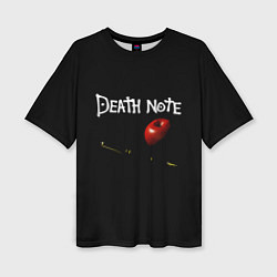 Женская футболка оверсайз Death Note яблоко и ручка
