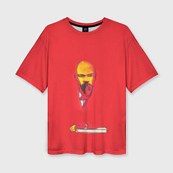 Женская футболка оверсайз Энди Уорхол - Красный Ленин