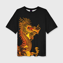 Женская футболка оверсайз Золотой китайский дракон