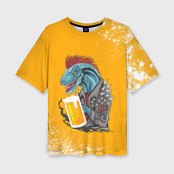 Женская футболка оверсайз Пивозавр - Взрыв