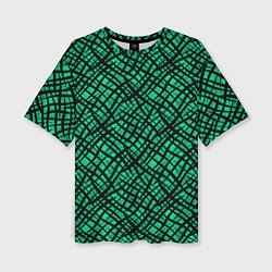 Женская футболка оверсайз Абстрактный зелено-черный узор