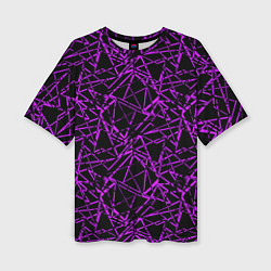 Женская футболка оверсайз Фиолетово-черный абстрактный узор
