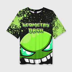 Женская футболка оверсайз Geometry Dash Green