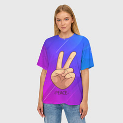 Футболка оверсайз женская ВСЕМ МИР PEACE Z, цвет: 3D-принт — фото 2