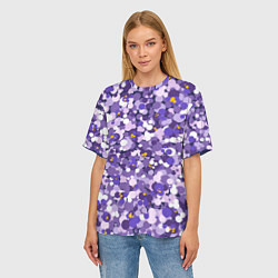 Футболка оверсайз женская Анютины глазки узор, цвет: 3D-принт — фото 2