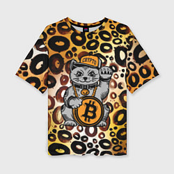 Женская футболка оверсайз BitCoin кот