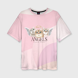 Женская футболка оверсайз Кошечки - ангелы