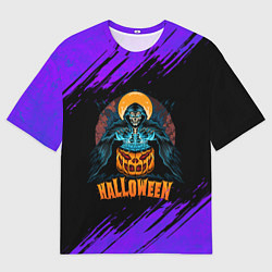 Футболка оверсайз женская Ведьма колдует над тыквой, цвет: 3D-принт