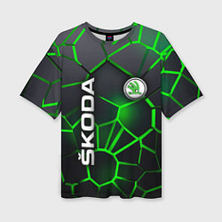 Футболка оверсайз женская 3D плиты с подсветкой Шкода, цвет: 3D-принт