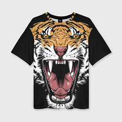Женская футболка оверсайз Оскал амурского тигра