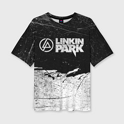 Футболка оверсайз женская Линкин Парк Лого Рок ЧБ Linkin Park Rock, цвет: 3D-принт