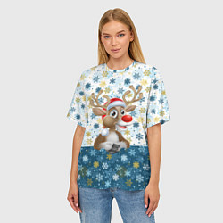 Футболка оверсайз женская Весёлый Оленёнок, цвет: 3D-принт — фото 2