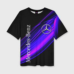 Футболка оверсайз женская MERCEDES-BENZ МЕРСЕДЕС-БЕНЗ ПУРПУРНЫЙ, цвет: 3D-принт