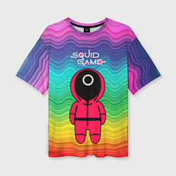 Женская футболка оверсайз Игра в кальмара радуга