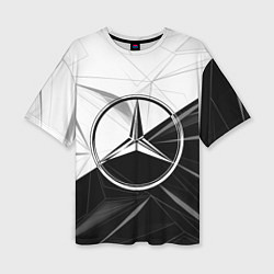 Женская футболка оверсайз MERCEDES-BENZ МЕРСЕДЕС-БЕНЗ BLACK AND WHITE