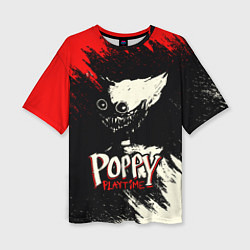 Женская футболка оверсайз Poppy Playtime: Red & Black