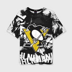 Женская футболка оверсайз Питтсбург Пингвинз Pittsburgh Penguins