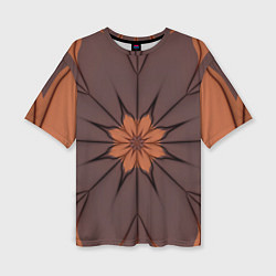 Женская футболка оверсайз Абстрактный цветок Оранжевый
