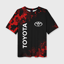 Женская футболка оверсайз TOYOTA MILITARY PIXEL BLACK RED