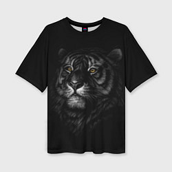 Женская футболка оверсайз Голова хищного тигра