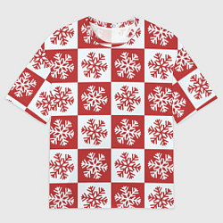 Футболка оверсайз женская Шахматные Снежинки, цвет: 3D-принт