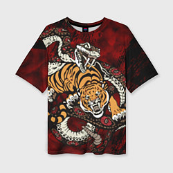 Женская футболка оверсайз Тигр со Змеёй 2022