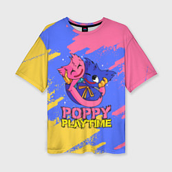 Футболка оверсайз женская Huggy Wuggy and Kissy Missy Poppy Playtime, цвет: 3D-принт