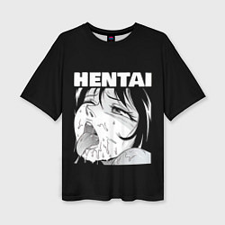 Женская футболка оверсайз HENTAI девочка ahegao