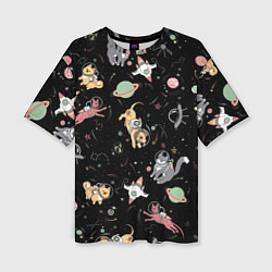 Женская футболка оверсайз Космические коты