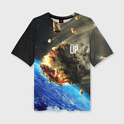 Женская футболка оверсайз Комета, перед столкновением с Землёй!
