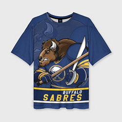 Футболка оверсайз женская Баффало Сейберз, Buffalo Sabres, цвет: 3D-принт