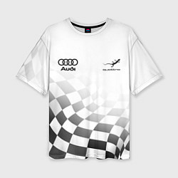 Женская футболка оверсайз Audi Quattro, Ауди Кватро, Финишный флаг