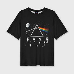 Женская футболка оверсайз PINK FLOYD LOGO ПИНК ФЛОЙД НЕБО