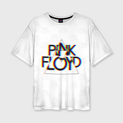 Футболка оверсайз женская PINK FLOYD LOGO ПИНК ФЛОЙД ГЛИТЧ, цвет: 3D-принт