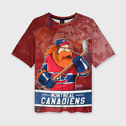 Женская футболка оверсайз Монреаль Канадиенс, Montreal Canadiens Маскот