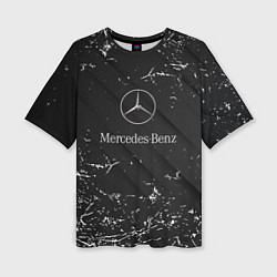Футболка оверсайз женская Mercedes-Benz штрихи black, цвет: 3D-принт