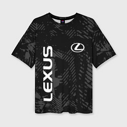Женская футболка оверсайз Lexus, Лексус черно серый