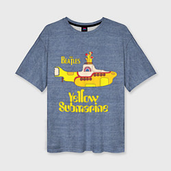 Женская футболка оверсайз On a Yellow Submarine 3D
