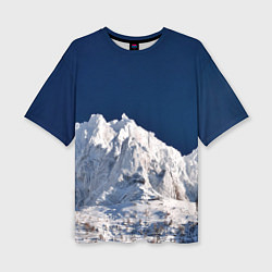 Женская футболка оверсайз Снежные горы, синие небо