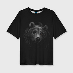 Женская футболка оверсайз Голова хищного медведя
