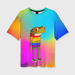 Футболка оверсайз женская Радужная лягушка Rainbow Frog, цвет: 3D-принт