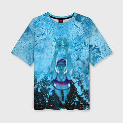 Женская футболка оверсайз Спортивное плавание Голубая вода