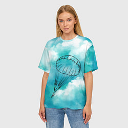 Футболка оверсайз женская Парашютист в облаках, цвет: 3D-принт — фото 2
