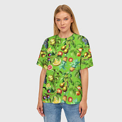Футболка оверсайз женская Сочные фрукты паттерн, цвет: 3D-принт — фото 2